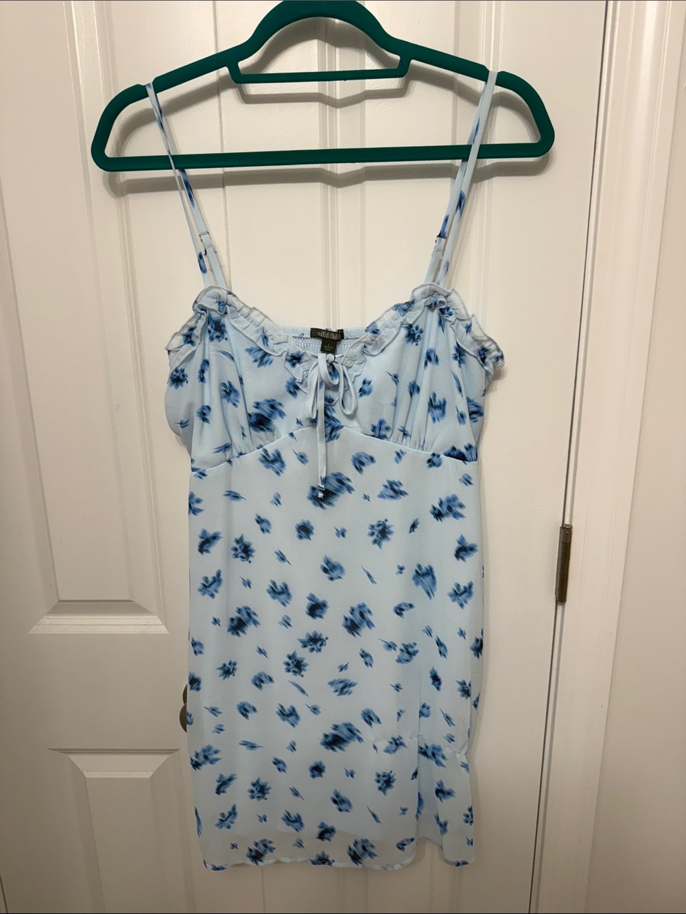 wild fable Light Blue Floral Spaghetti Strap Mini Dress